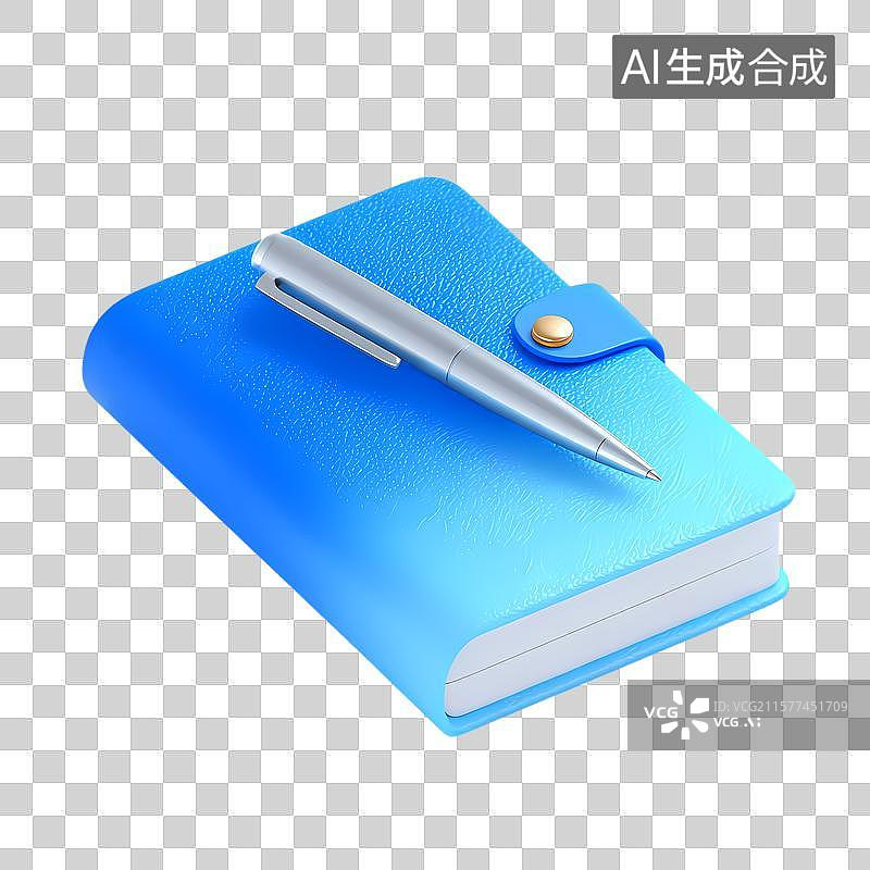 【AI数字艺术】蓝色笔记本与银色笔图片素材