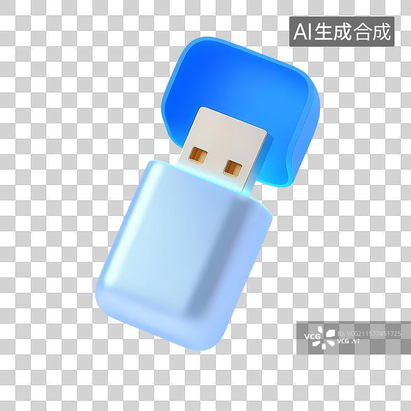 【AI数字艺术】蓝色USB闪存驱动器图片素材
