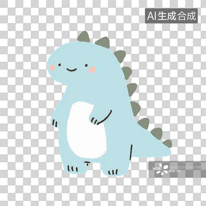 【AI数字艺术】蓝色卡通恐龙的可爱形象图片素材