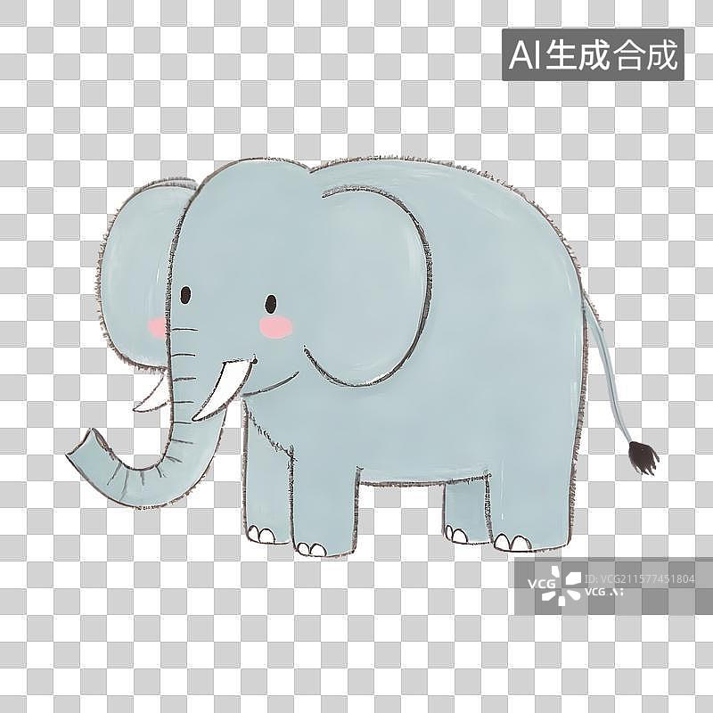 【AI数字艺术】可爱的蓝色大象插画图片素材