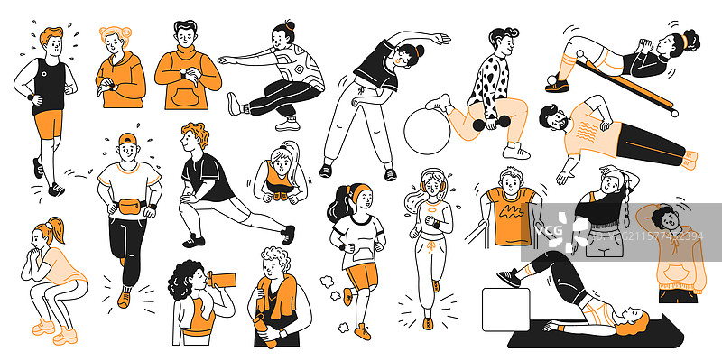 运动员参与各种体育活动的色彩图片素材
