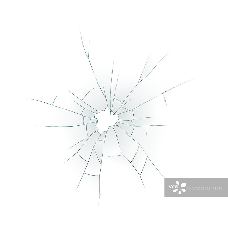 破碎的玻璃，呈放射状裂纹图案图片素材