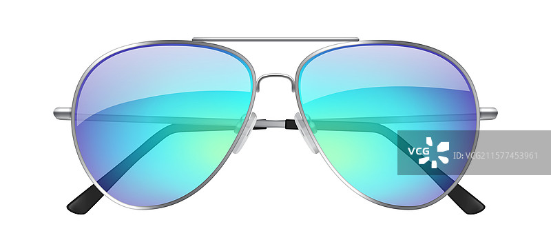 时尚的飞行员太阳镜，配有反光镜片图片素材