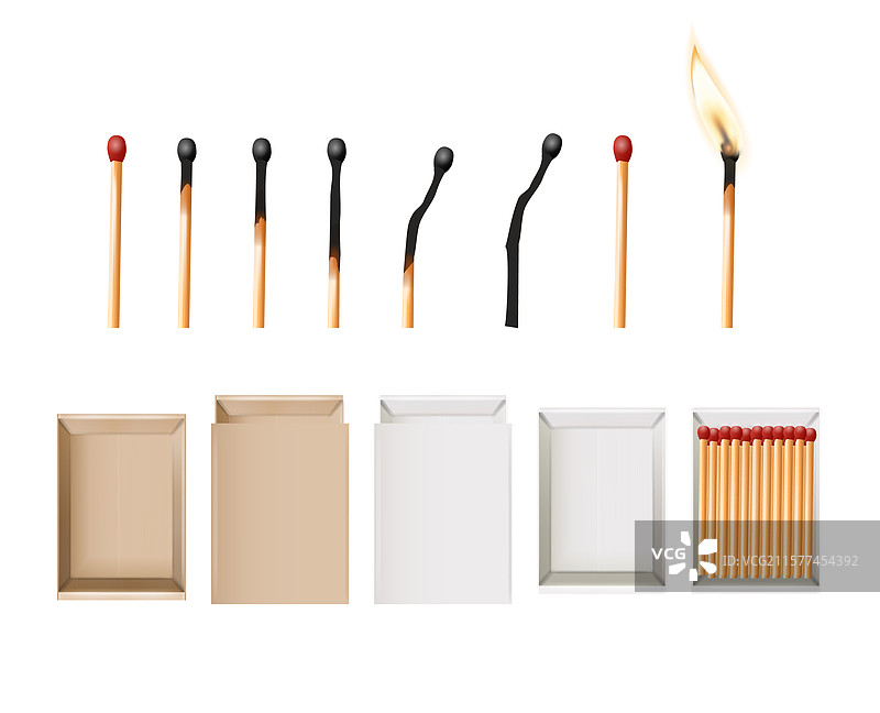 空火柴盒包装，顶部放置火柴棒图片素材