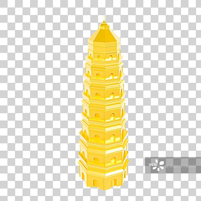 3D立体苏州地标建筑云岩寺塔图片素材