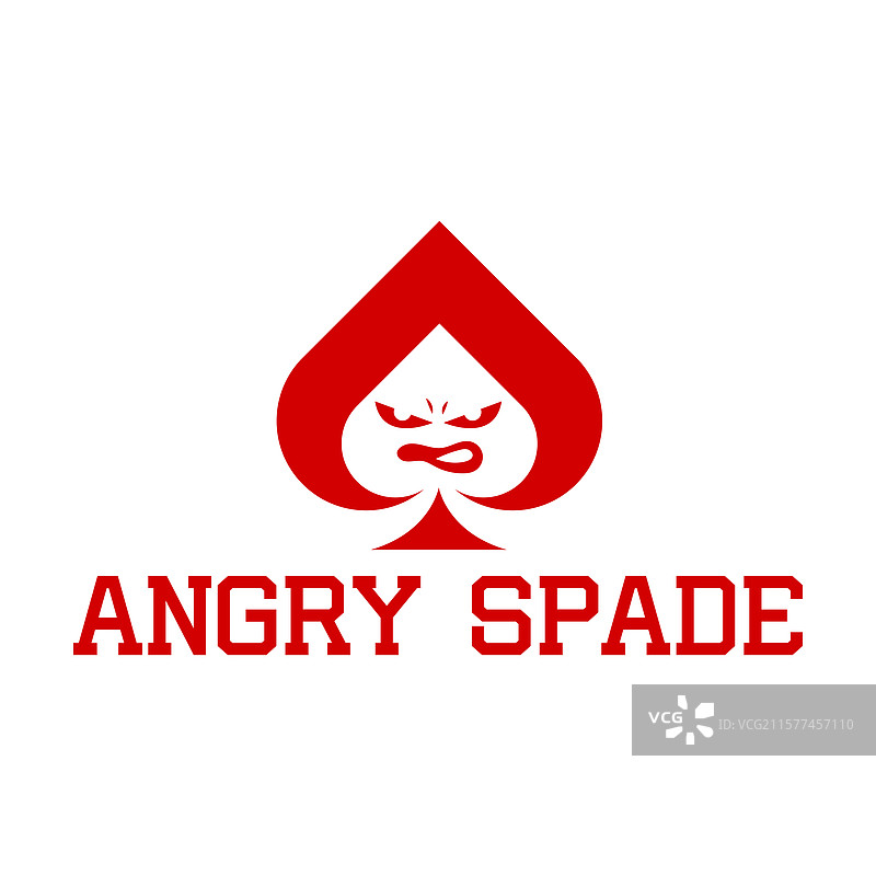 愤怒的黑桃扁平极简风格标志设计图片素材