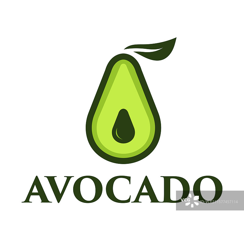 鳄梨饮食扁平极简风格标志设计图片素材