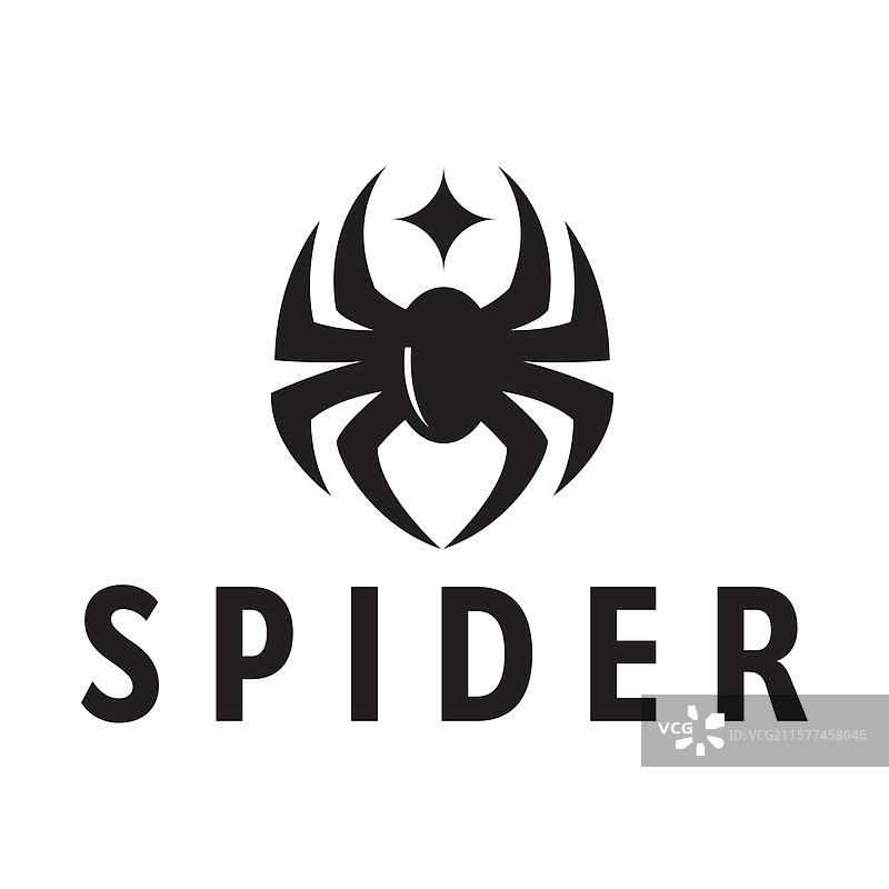 蜘蛛扁平极简风格的标志设计图片素材