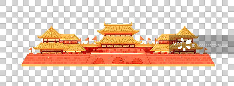 国潮古城宫殿插画图片素材