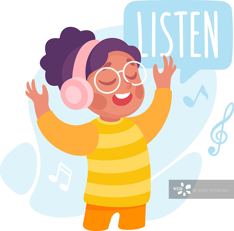 女孩在学习时听音乐，身边有个小孩。图片素材