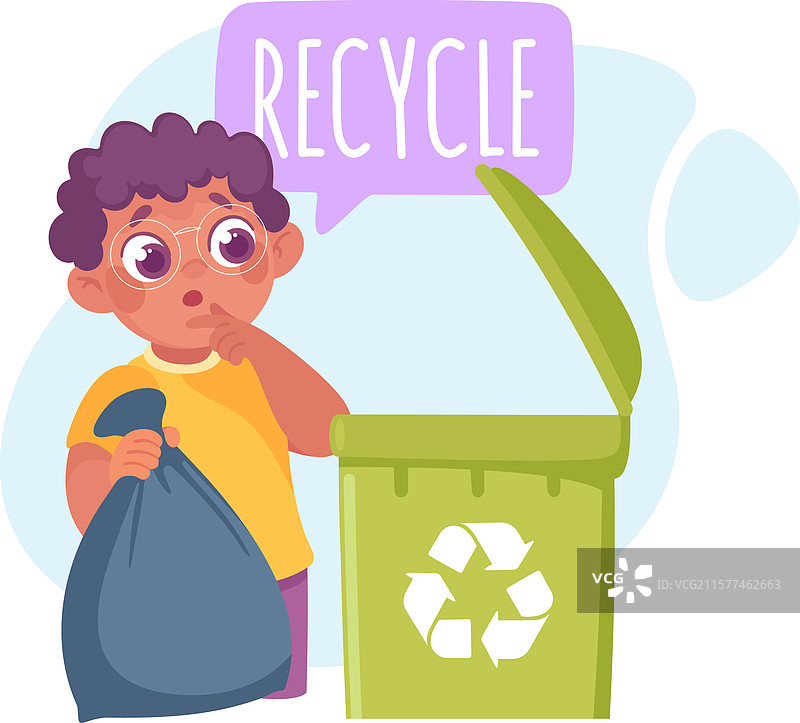 男孩和小孩一起学习如何回收垃圾图片素材