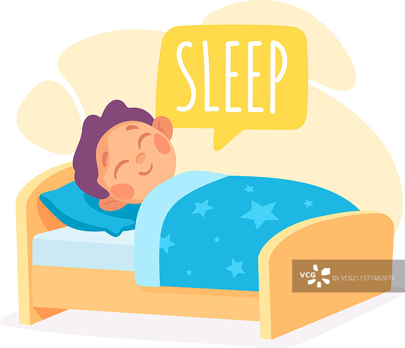 男孩在床上睡觉，旁边的小孩在学习。图片素材