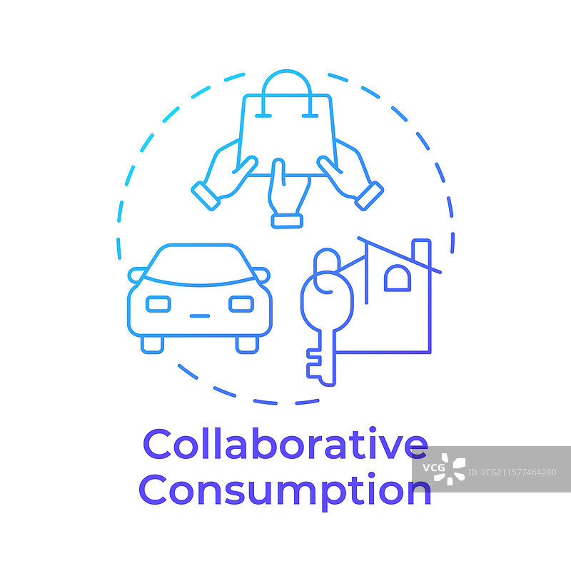 协作消费蓝色渐变概念图片素材