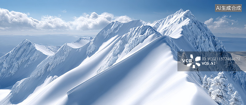 【AI数字艺术】冰雪世界山峰美景图片素材