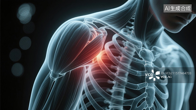 【AI数字艺术】肩部疼痛的医学图透视医学影像图片素材
