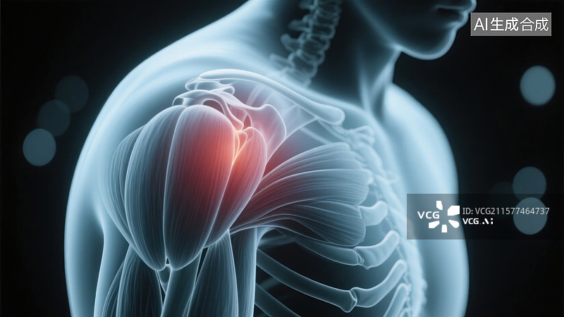 【AI数字艺术】肩部疼痛的医学图透视医学影像图片素材