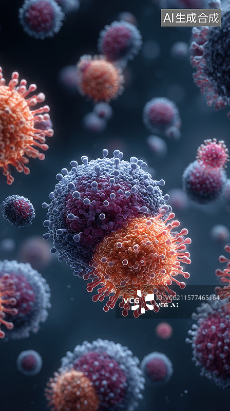 【AI数字艺术】病毒颗粒显微图像图片素材