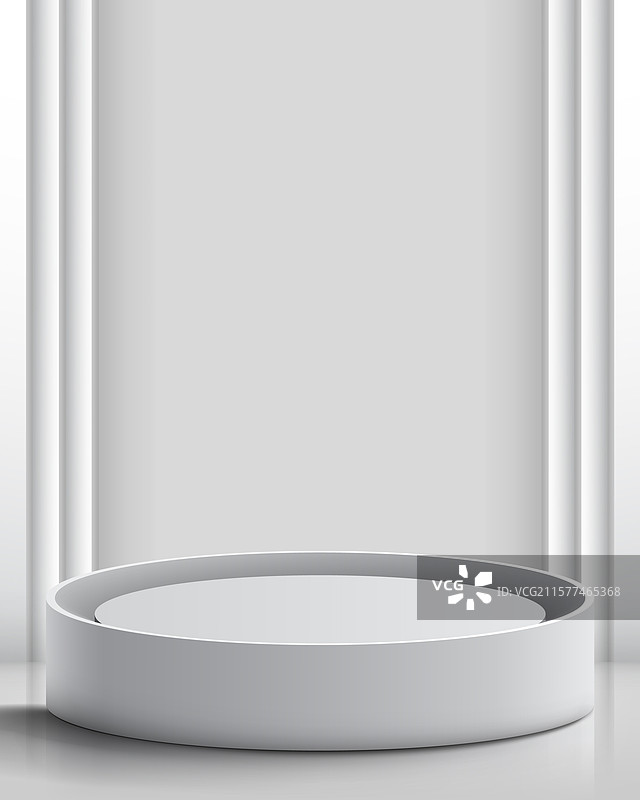 白色和灰色的3D圆形产品展示图片素材