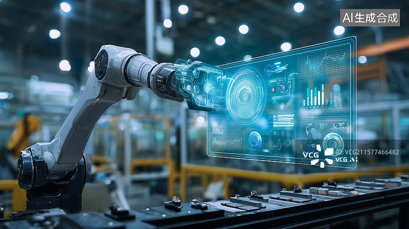 【AI数字艺术】机械臂操作电子屏图片素材
