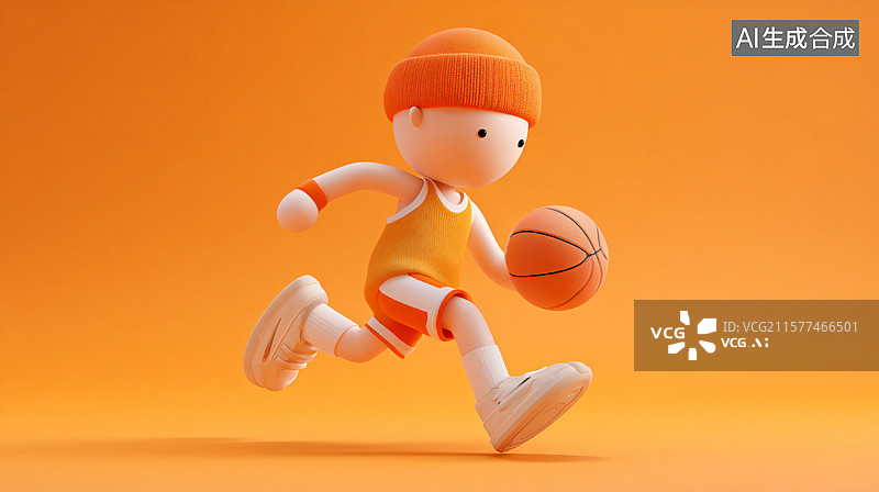 【AI数字艺术】3D 萌娃运球奔跑图图片素材