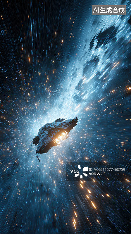【AI数字艺术】宇宙飞船穿越星云图片素材
