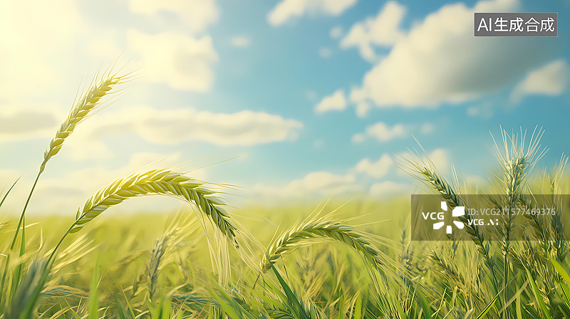【AI数字艺术】麦穗麦田背景图片素材
