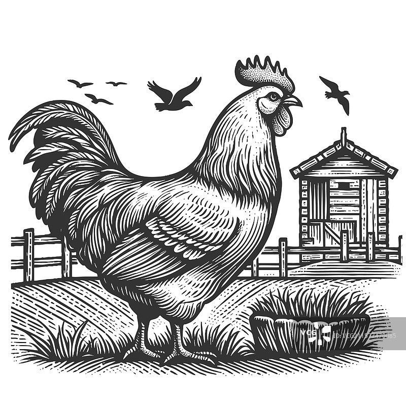 农场上的公鸡图片素材