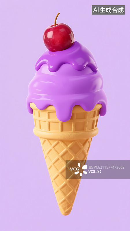【AI数字艺术】车厘子樱桃冰淇淋图片素材