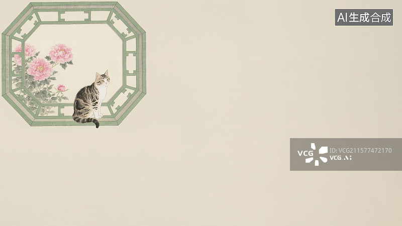 【AI数字艺术】水墨画左上图片素材