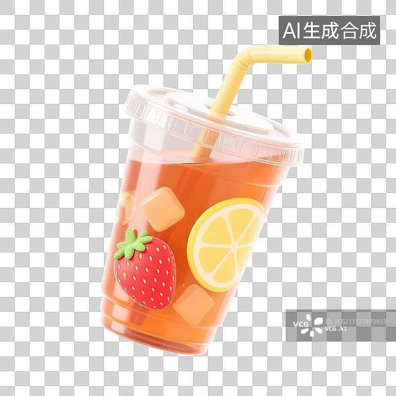 【AI数字艺术】一杯饮料冰茶草莓柠檬红茶绿茶西柚图片素材