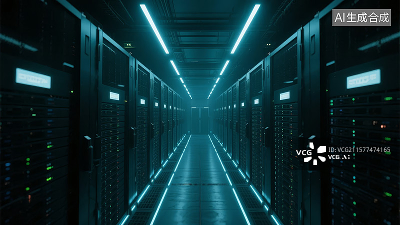 【AI数字艺术】现代化数据中心服务器机房图片素材