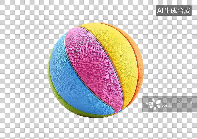 【AI数字艺术】一颗彩色卡通篮球图片素材