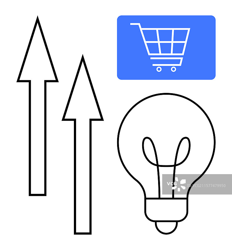 购物车与增长和创新概念图片素材