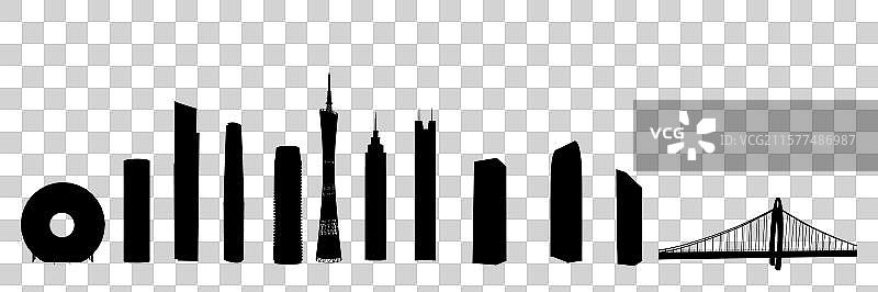 广州城市剪影图片素材