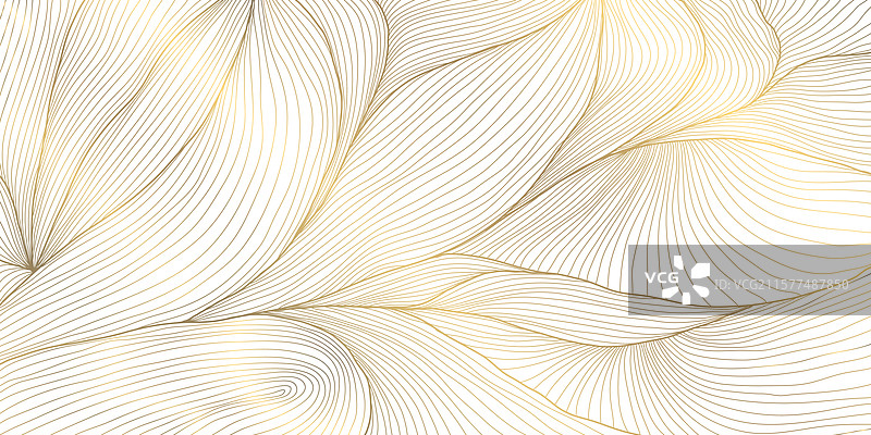 金色叶子装饰艺术图案花卉线条图片素材