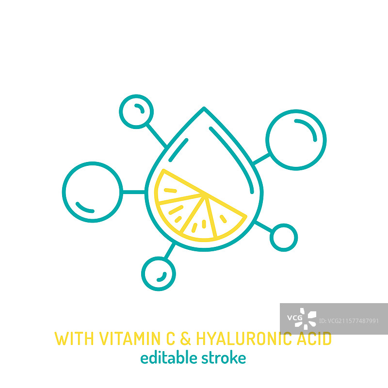 含维生素C和透明质酸的线条图标图片素材