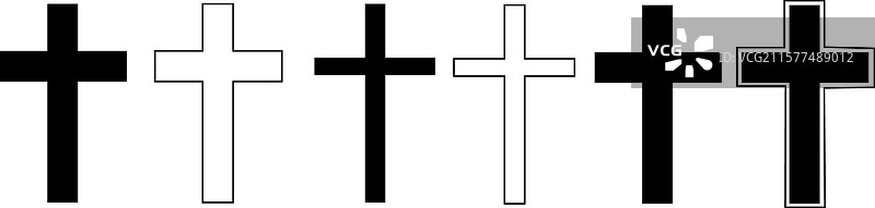 十字标志平面和轮廓剪影图标图片素材