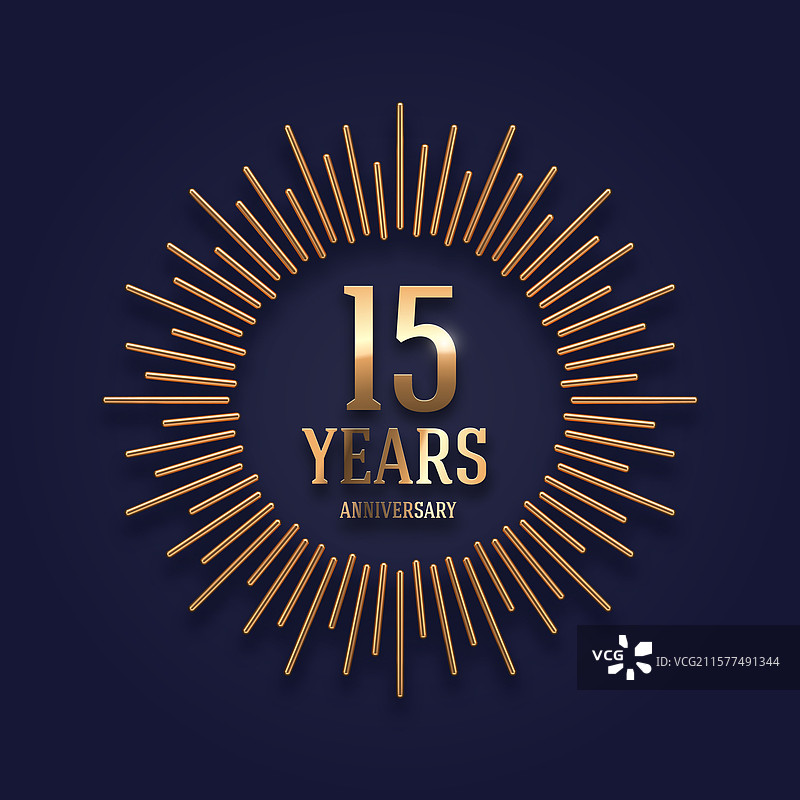 15周年纪念金色标志图片素材