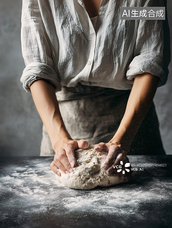 【AI数字艺术】一个面点师正在揉面图片素材