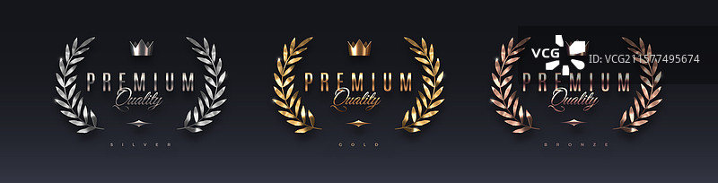 优质的3D金属月桂花环标志图片素材