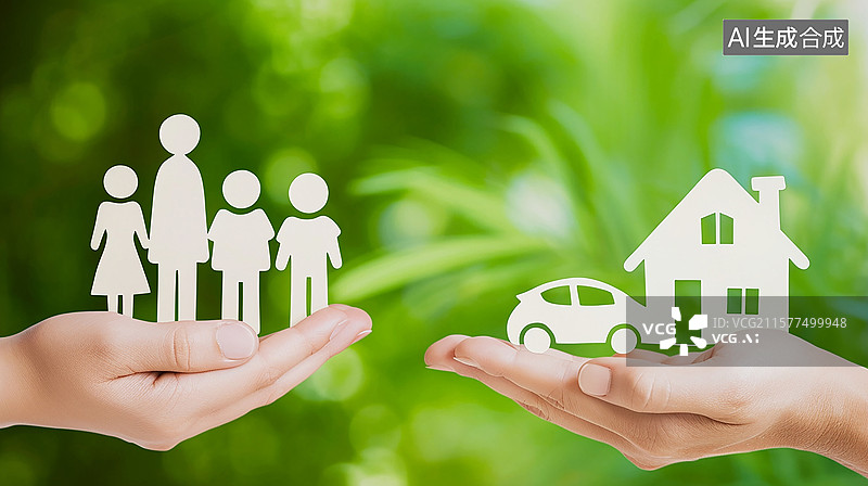 【AI数字艺术】爱与责任的家庭守护保险图片素材