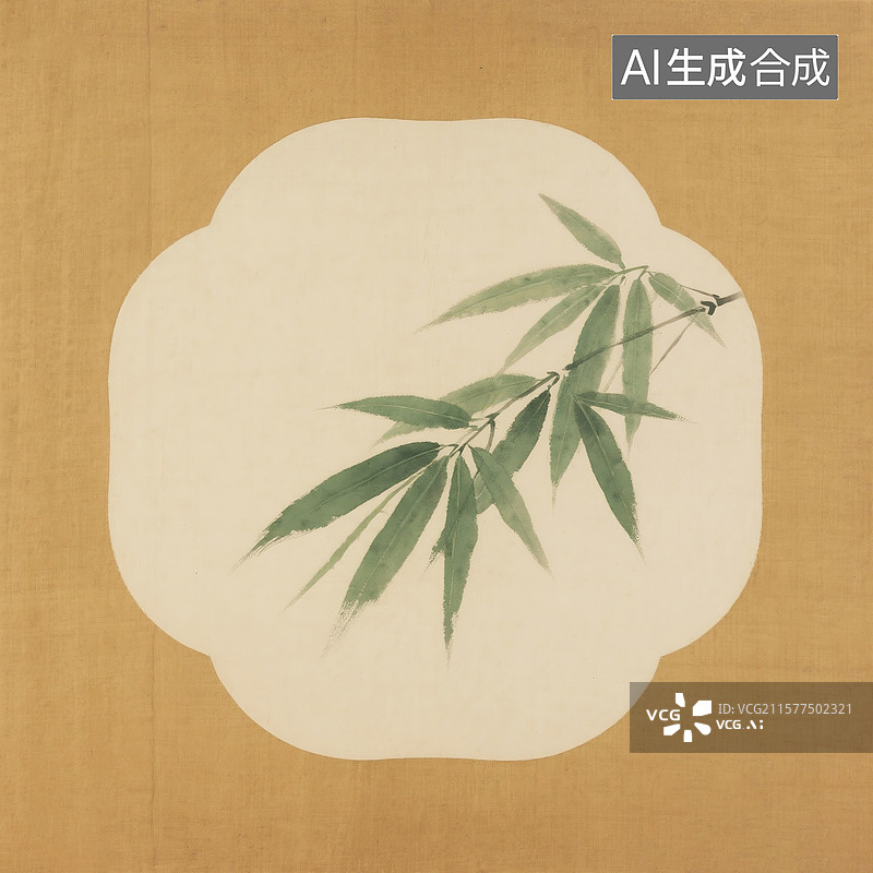 【AI数字艺术】简约国风竹子叶布面背景图图片素材