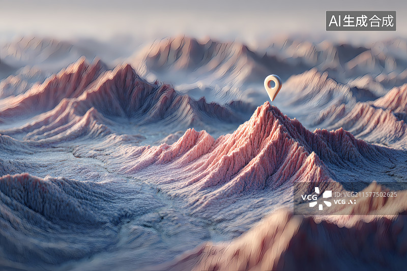 【AI数字艺术】沟壑纵横的山谷，GPS定位图片素材