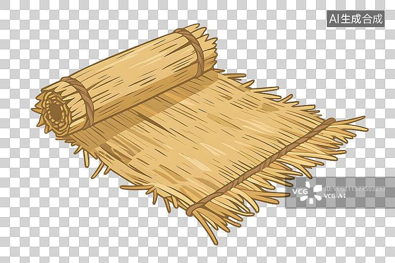 【AI数字艺术】古代草席柴草平面插画免扣元素图片素材