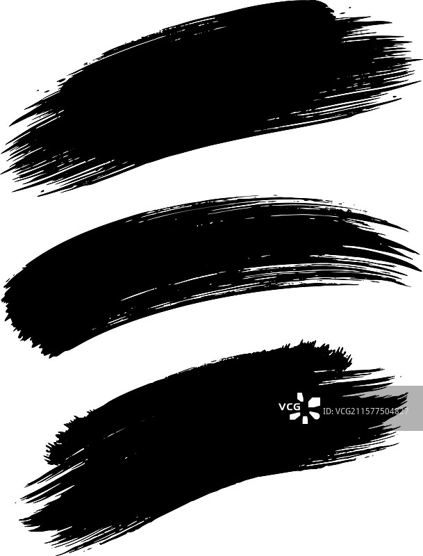 九条抽象的黑色笔触在白色背景上图片素材