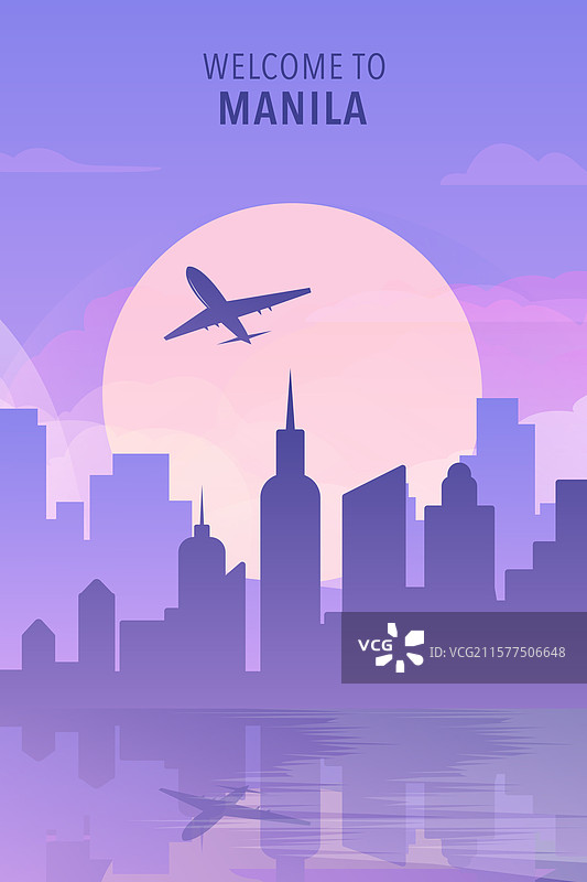 欢迎来到菲律宾马尼拉渐变城市图片素材