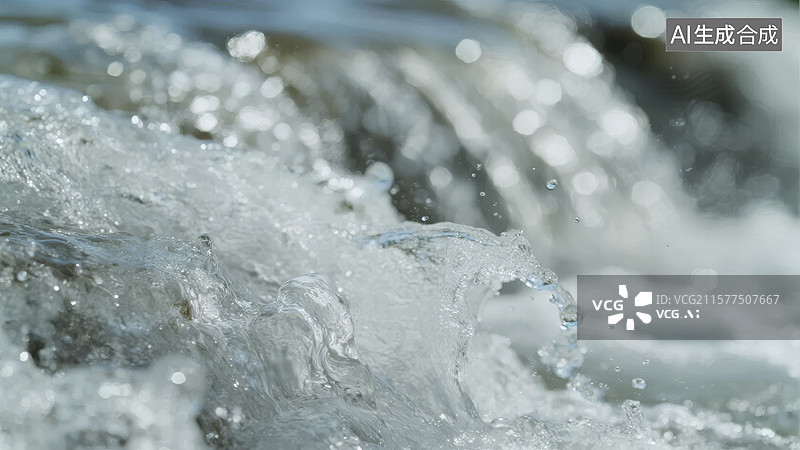 【AI数字艺术】水流泡沫特写，晶莹剔透图片素材