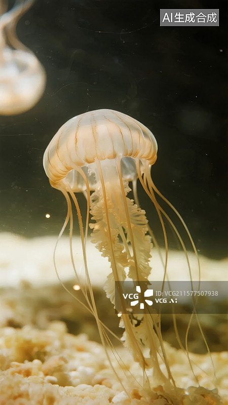 【AI数字艺术】水族馆中的透明水母图片素材
