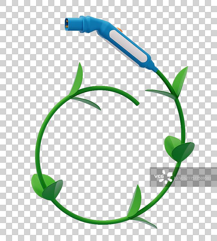 绿色充电枪3D元素插画图片素材