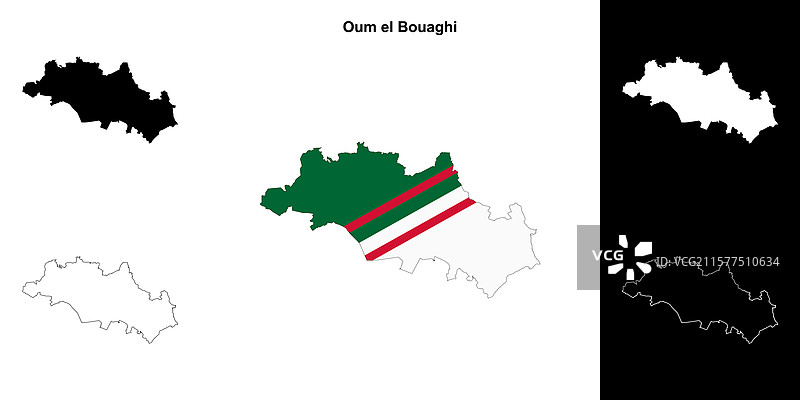 乌姆埃尔布阿吉轮廓地图图片素材